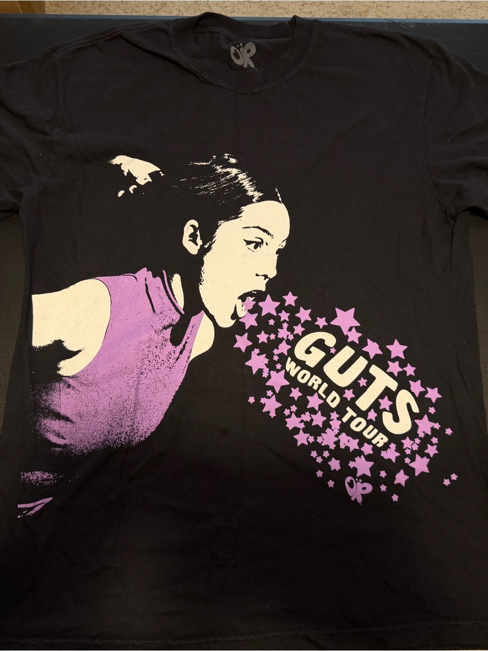 Olivia Rodrigo GUTS World Tour Graphic Tee - Black with Purple Print
